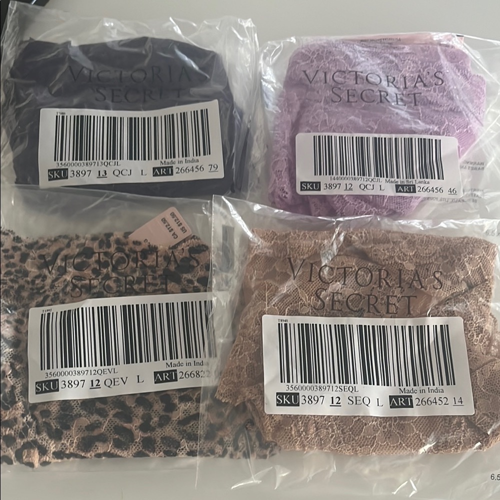 Victoria's Secret Lace Panties Set - Black, Purple, Leopard, Nude